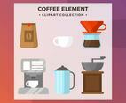 Flat Coffee Element Clipart Collection