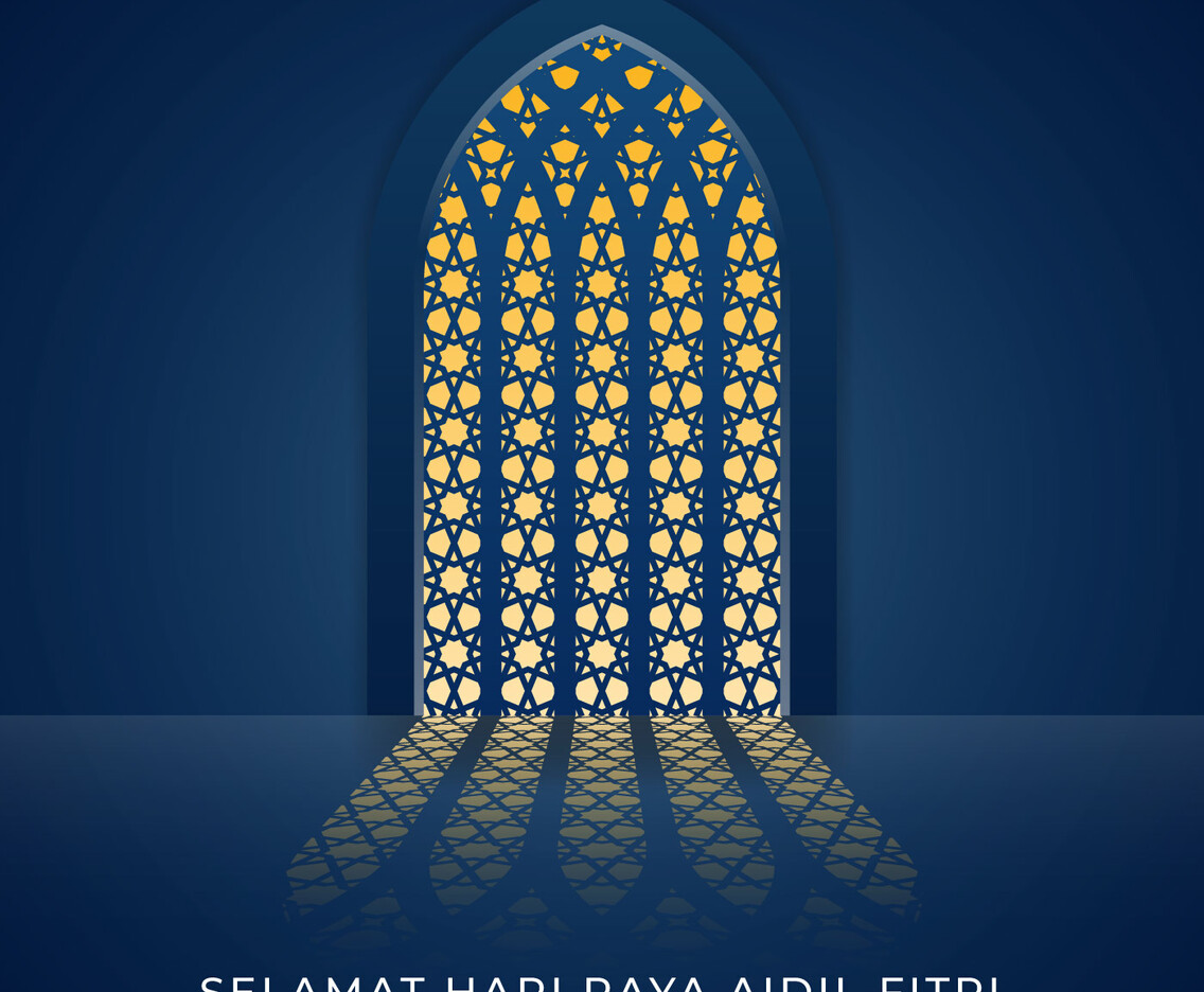 Selamat Hari Raya Aidilfitri Mosque Window  Illustration