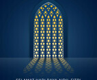 Selamat Hari Raya Aidilfitri Mosque Window  Illustration