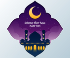 Raya Greeting Template Islamic Architecture Vector Illustration