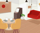 Cozy Office Background Vector Flat Illustration
