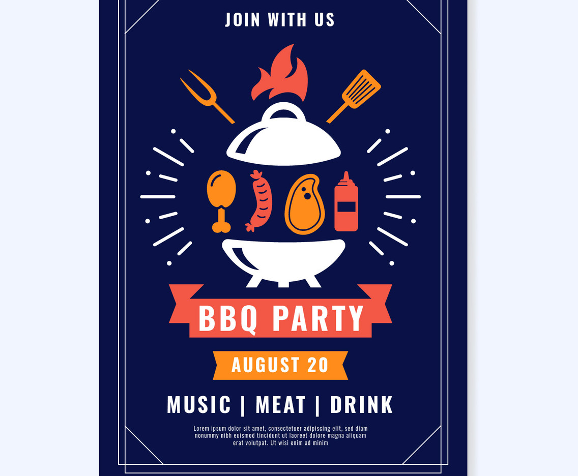 Bbq Party Poster Vector