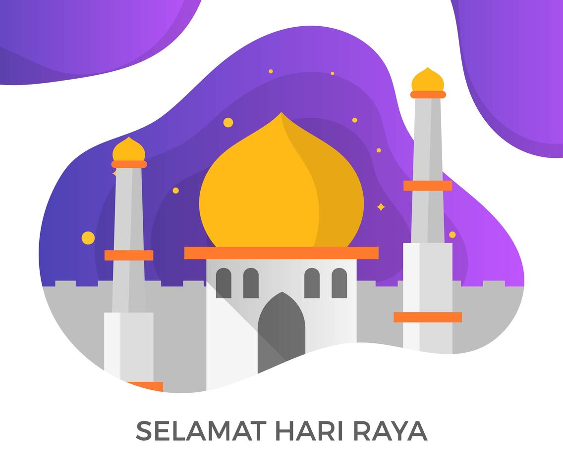 Modern Simple Selamat Hari Raya Eid Mubarak Greetings Vector Illustration