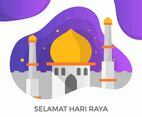 Modern Simple Selamat Hari Raya Eid Mubarak Greetings Vector Illustration