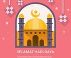 Flat Selamat Hari Raya Greetings Vector Template