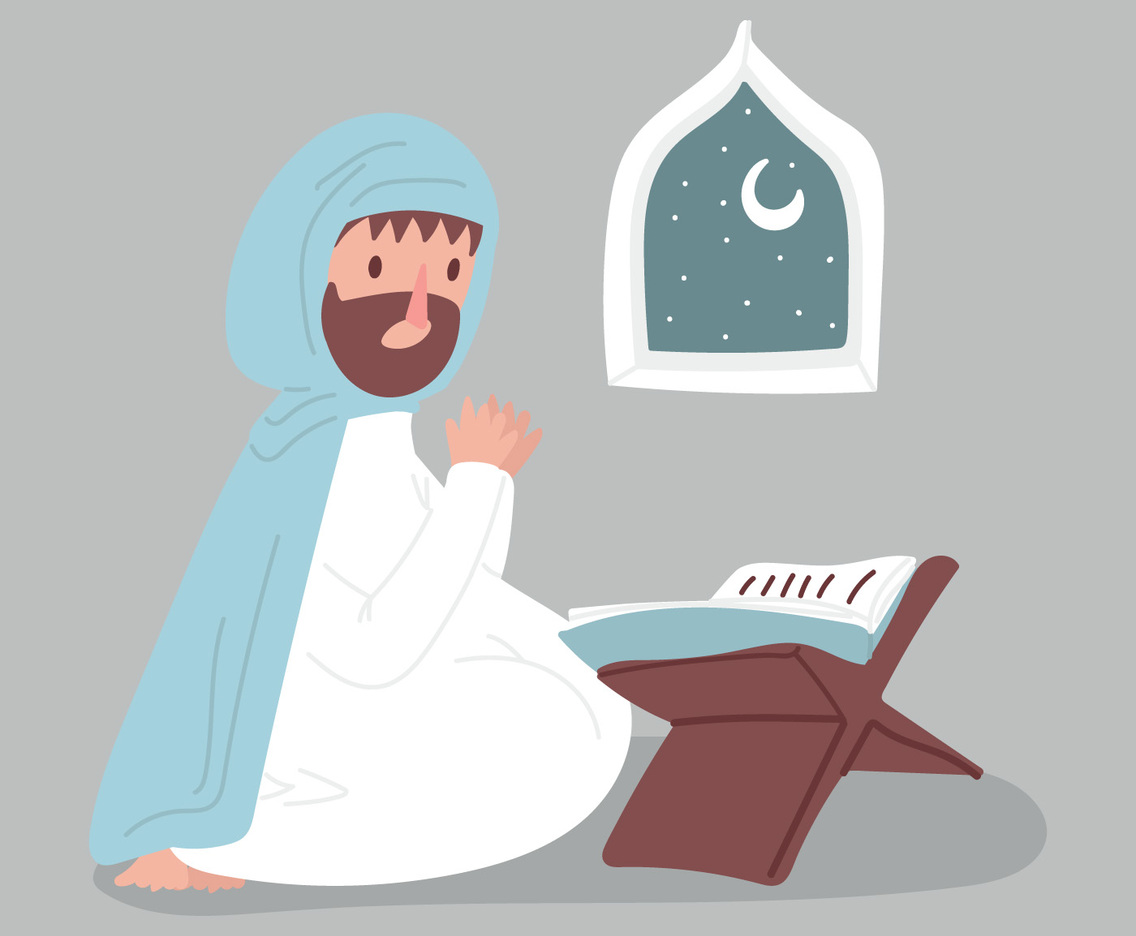 Man Praying With a Quran