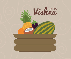 Flat Fruit Happy Vishu