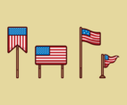 American Flag Set Vector