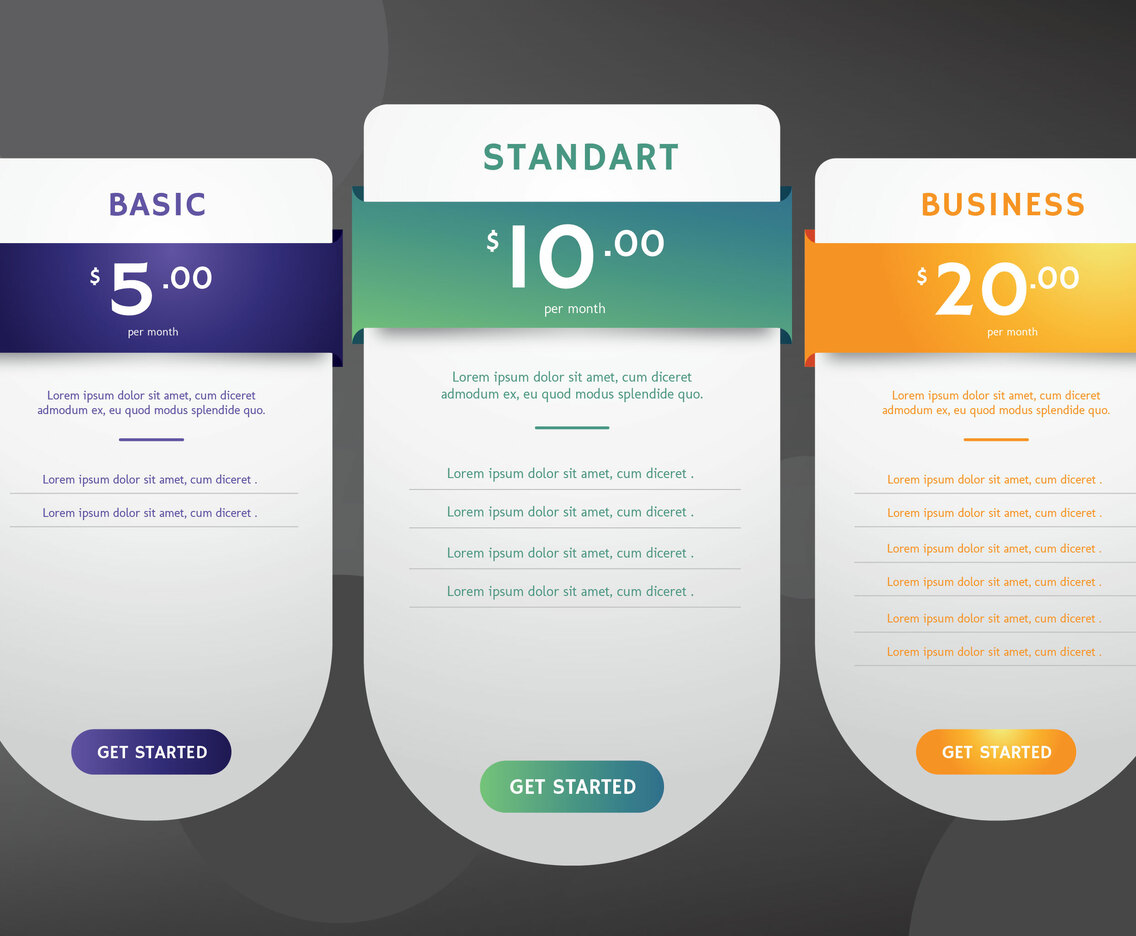 Pricing Table Vector Design