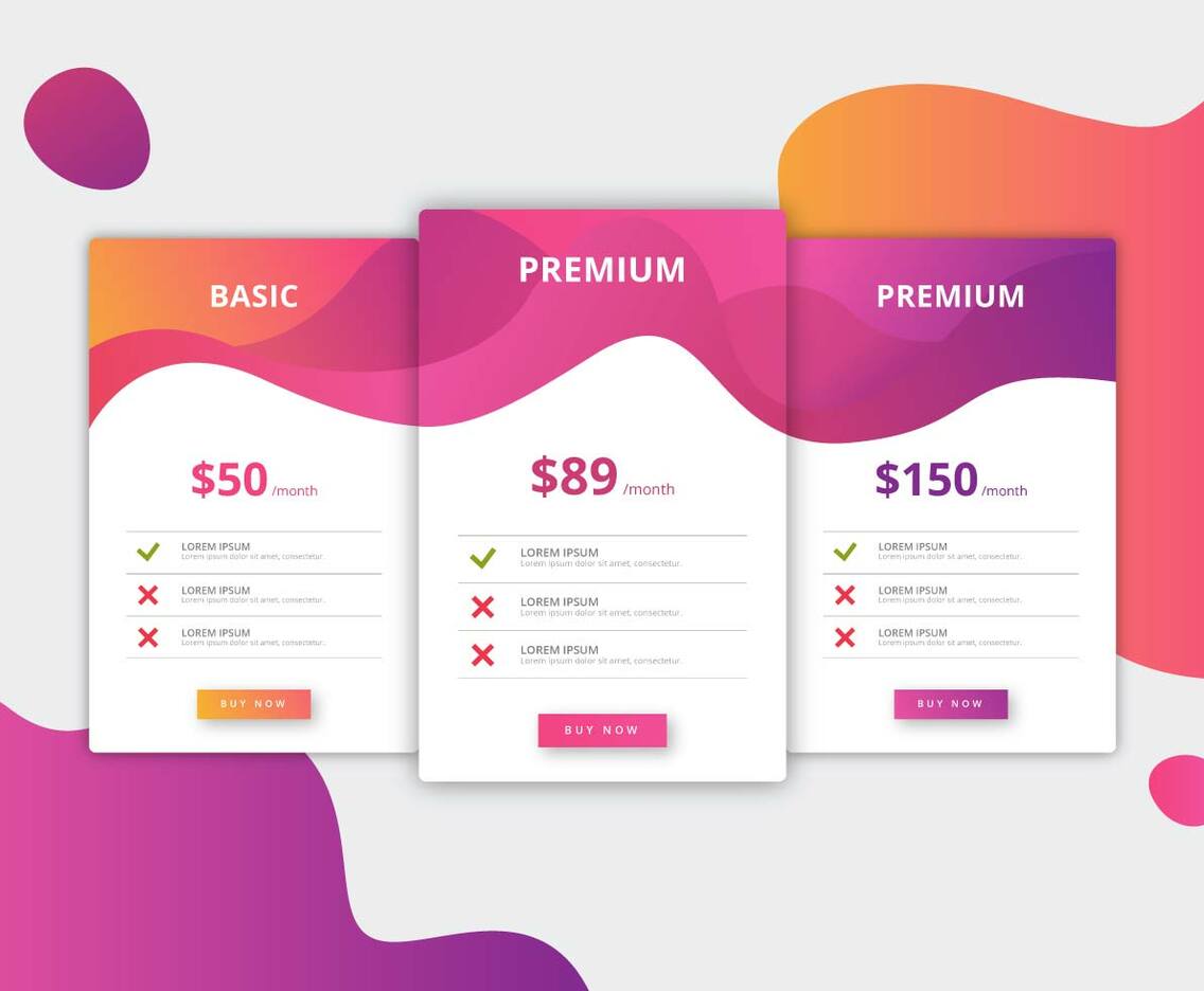 Pricing Table vector