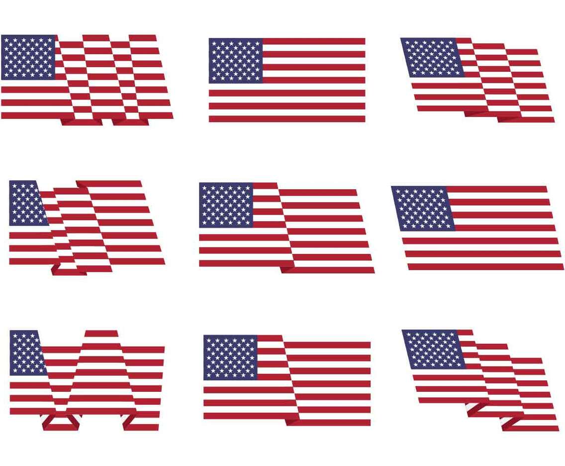 American Flag Set Vector
