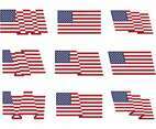 American Flag Set Vector
