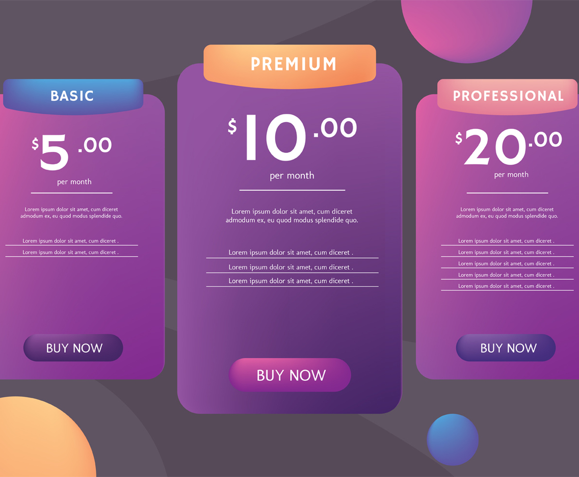 Pricing Table Vector Design