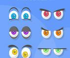 Flat Funny Cartoon Eyes Vector Collection
