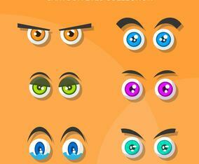 Flat Cute Cartoon Eyes Vector Collection
