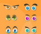 Flat Cute Cartoon Eyes Vector Collection