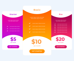Pricing Table Vector Template