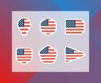 Flat Minimalist American Flag In Badge Vector Collection