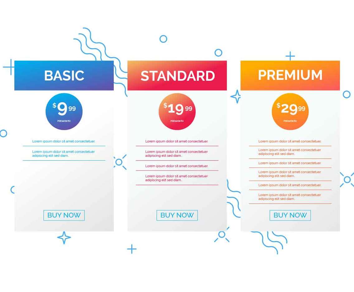 Pricing Table Vector Illustration