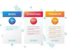 Pricing Table Vector Illustration