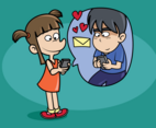 Girl And Boy Chatting In Phone