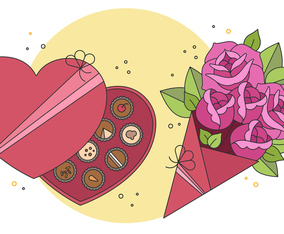 Chocolates And Flowers Vector