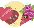 Chocolates And Flowers Vector