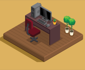 Working Room Isometric Style