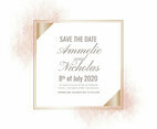 Vector Gold and Watercolor Save the Date Card