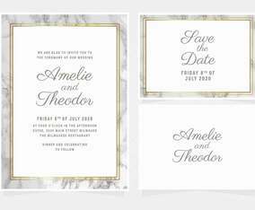 Vector Marble Wedding Invitation