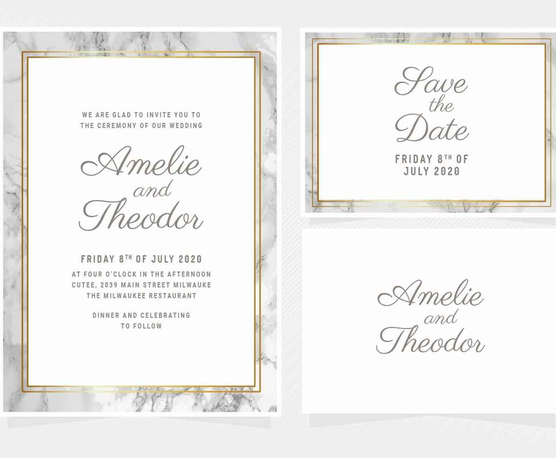 Vector Marble Wedding Invitation