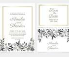 Vector Hand Drawn Floral Wedding Invitation
