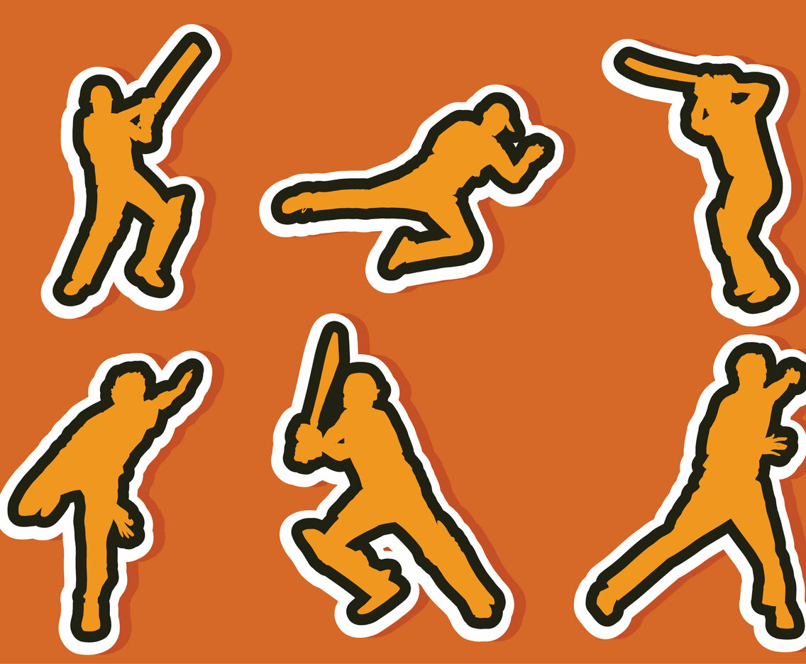 Cricket Player Sticker Vector Pack