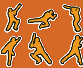 Cricket Player Sticker Vector Pack
