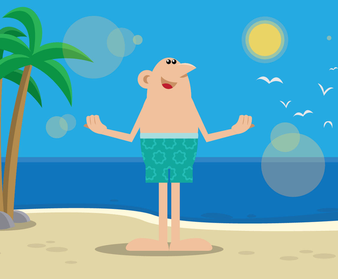 A Guy Enjoying Sunbath In The Beach