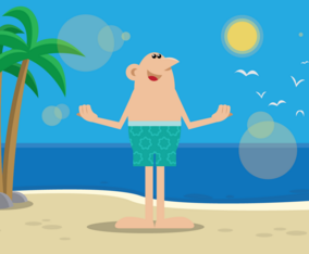 A Guy Enjoying Sunbath In The Beach