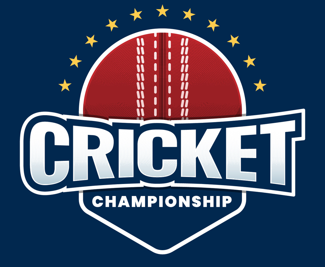 Cricket League Creative Sticker Label Design Concept