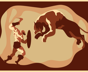 Gladiator VS Tiger Vector