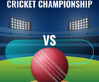 Live Cricket Championship Banner With Ball And Night Stadium Background