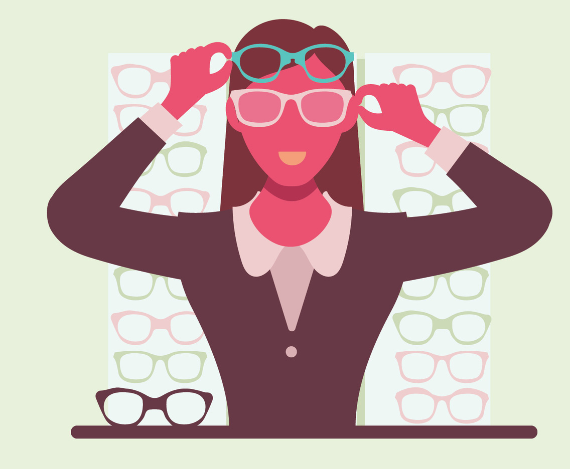 Young Woman Trying her New Glasses