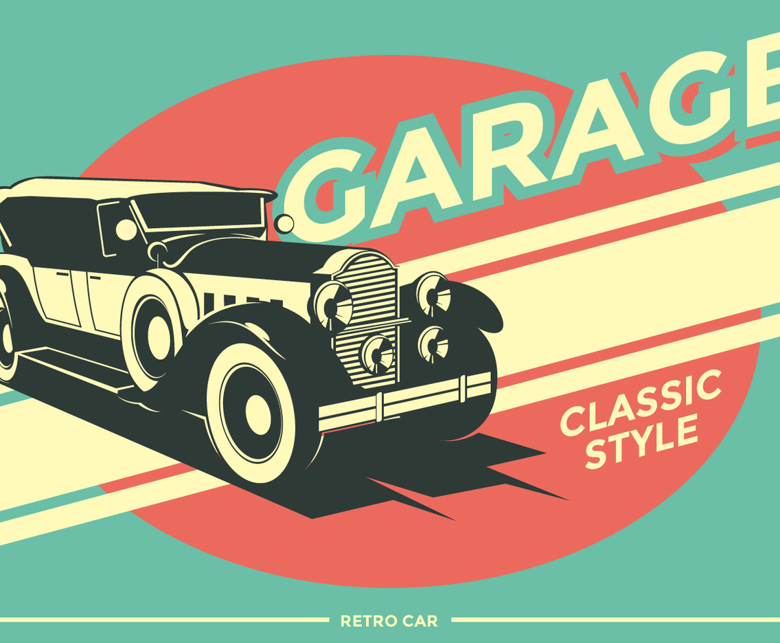 Retro Car Garage Vector