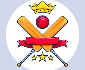cricket championship with crown, banner and stars