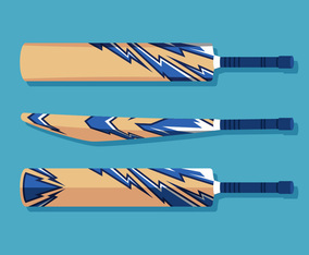 Electric Blue Cricket Bat Vector Set