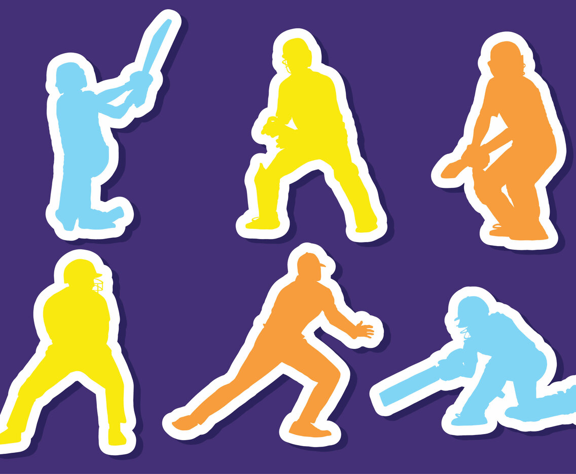 Cricket Player Sticker Vector Pack