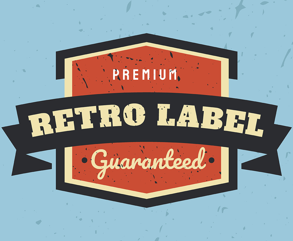 Retro Label on Blue Background