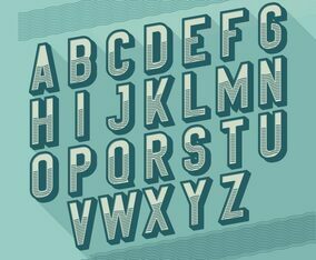 Slanted Vintage Retro 3D Sans Serif Striped Typography