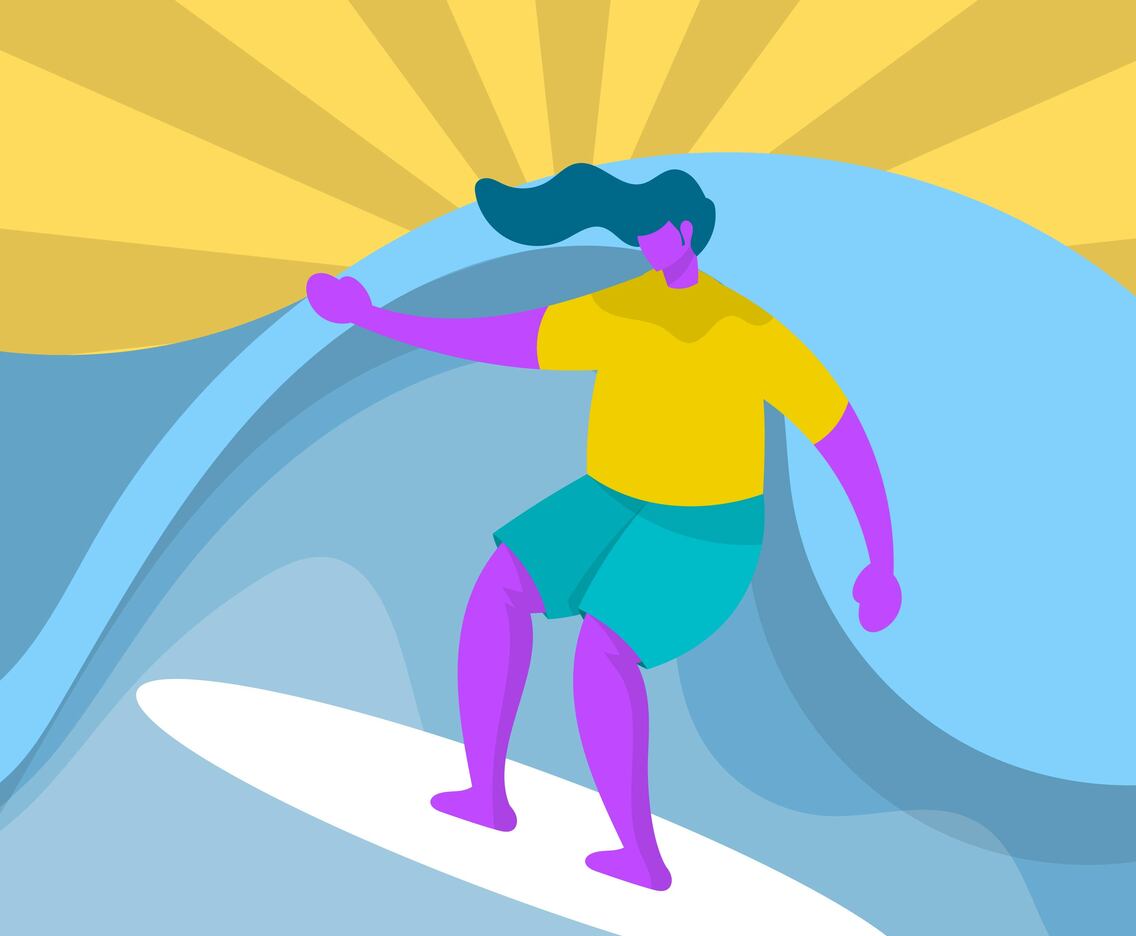 Flat Modern Man Enjoying Summer Vector Illustration