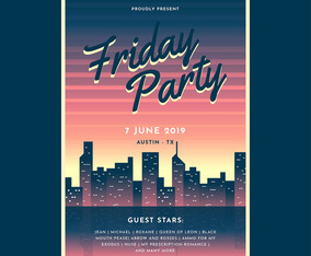 Retro Poster Template City Landscape