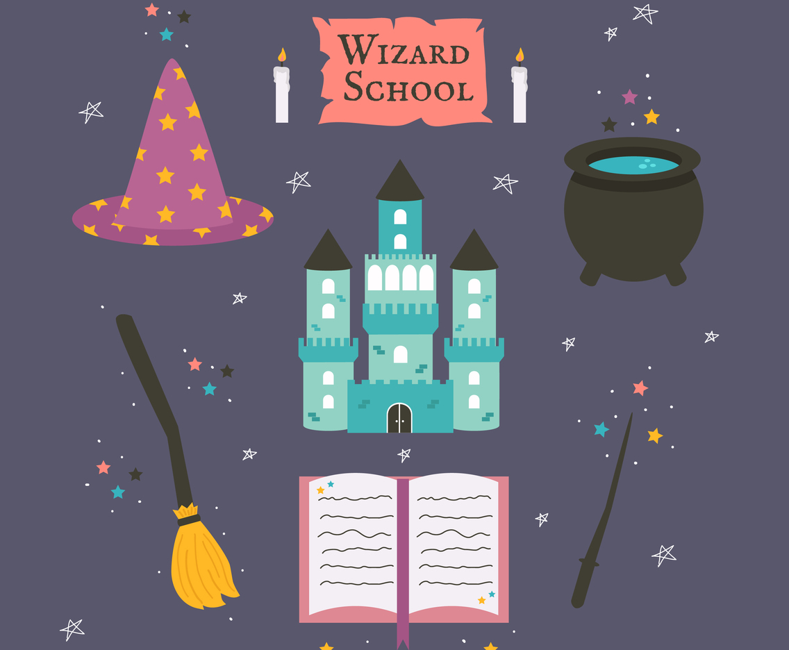 Wizard School Icons Vector