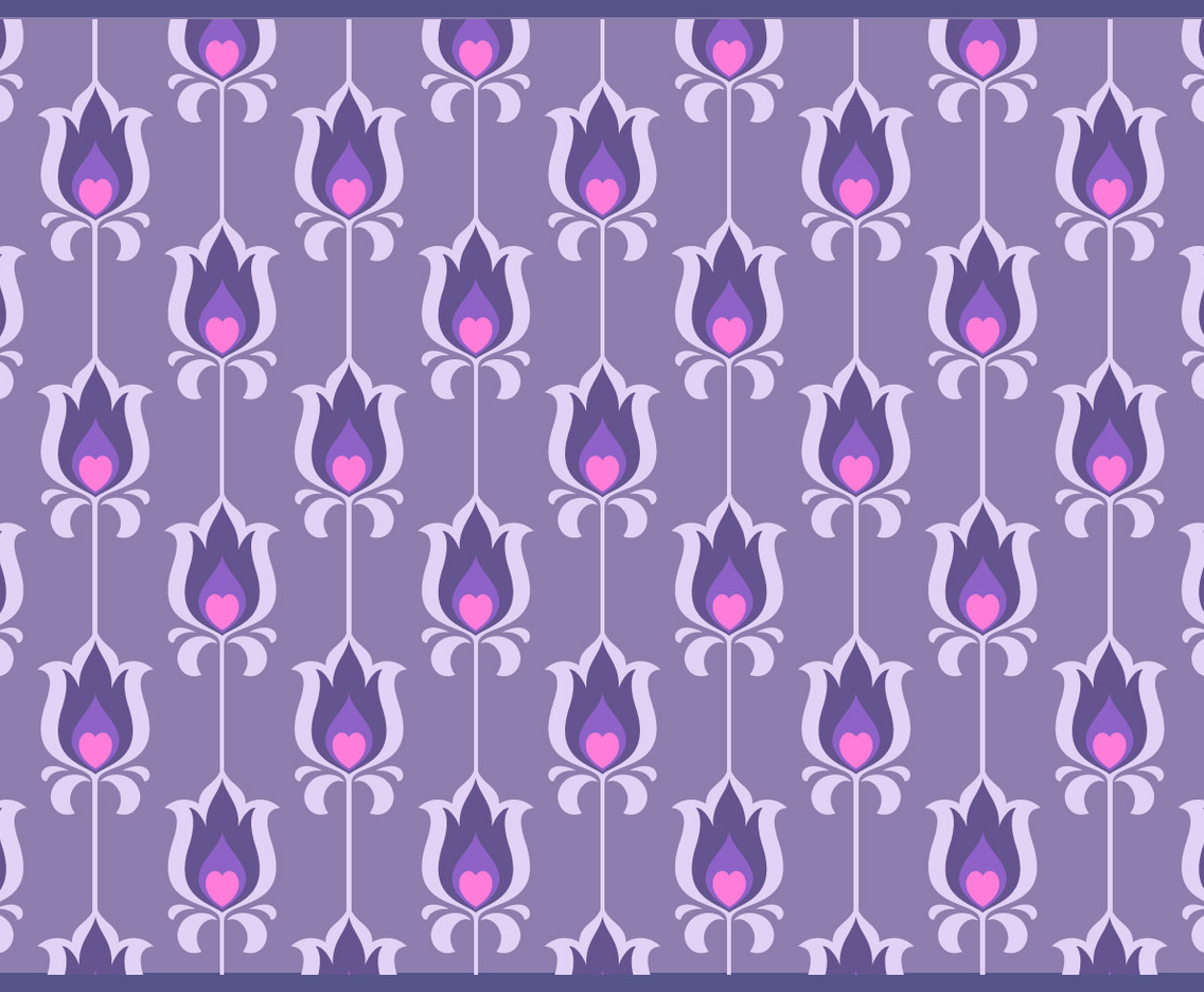 Purple Flower Retro Pattern Vector